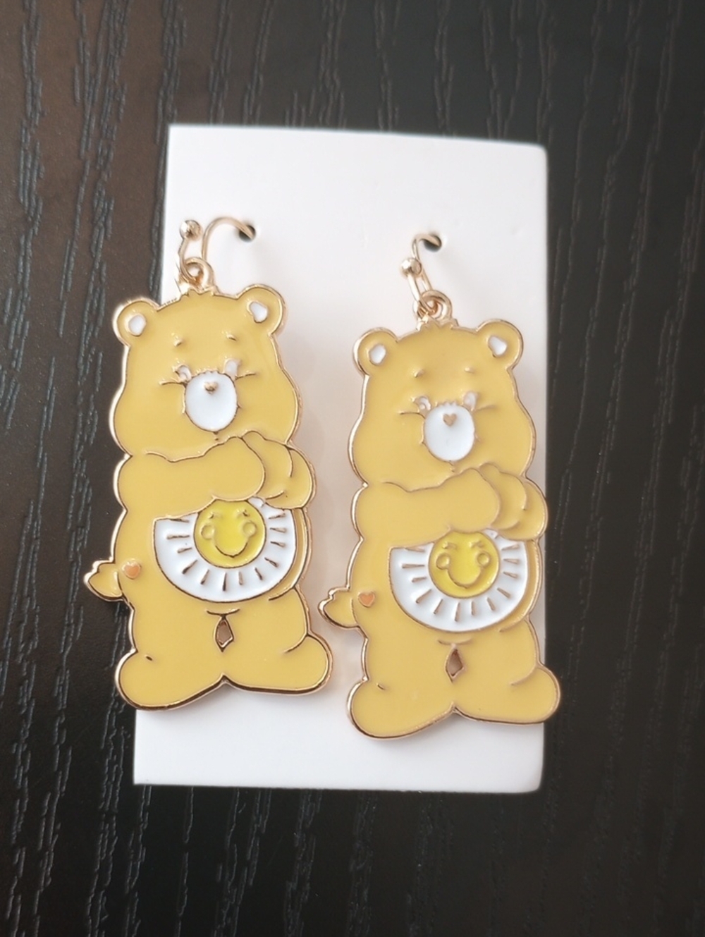 Care Bears Yellow Funshine Bear Enamel Dangle Earrings